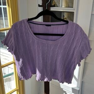 Lavender Cable Knit Crop Top